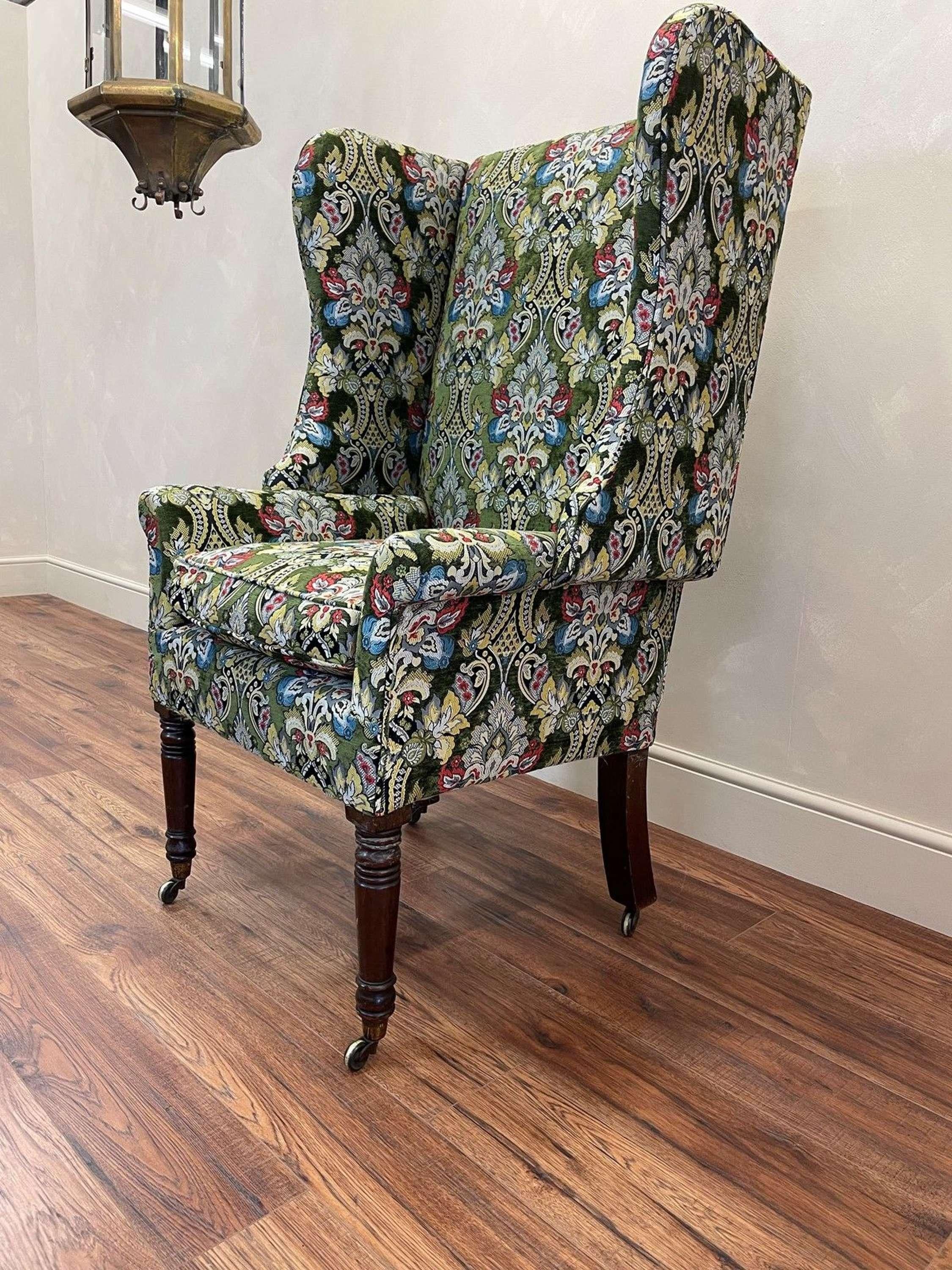 Beech Georgian Wingback Armchair For Sale