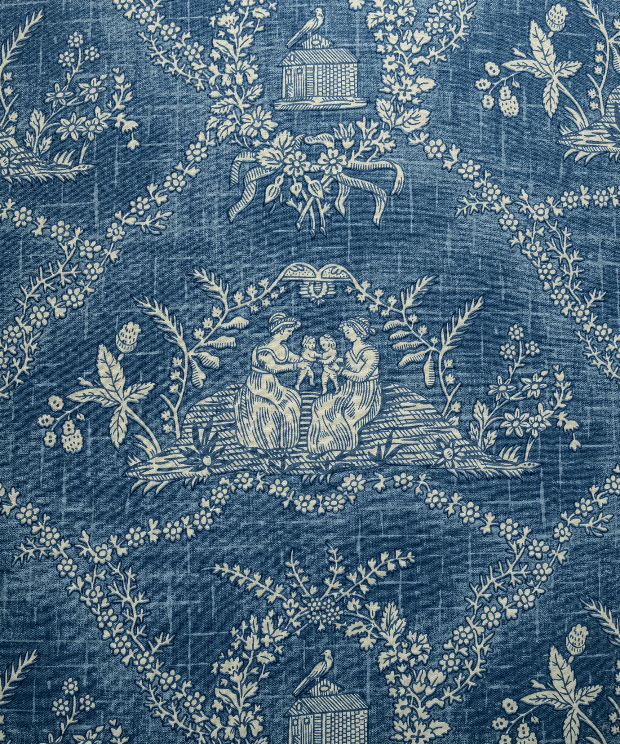 Anglais Fauteuil géorgien Wingback en tissu toile 100 % coton de Pierre Frey