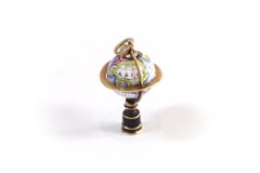 Georgian world globe charm pendant in 18k and enamel, antique globe pendant