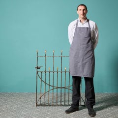 Georgian Wrought Iron Gate with Gold Arrowhead Finials