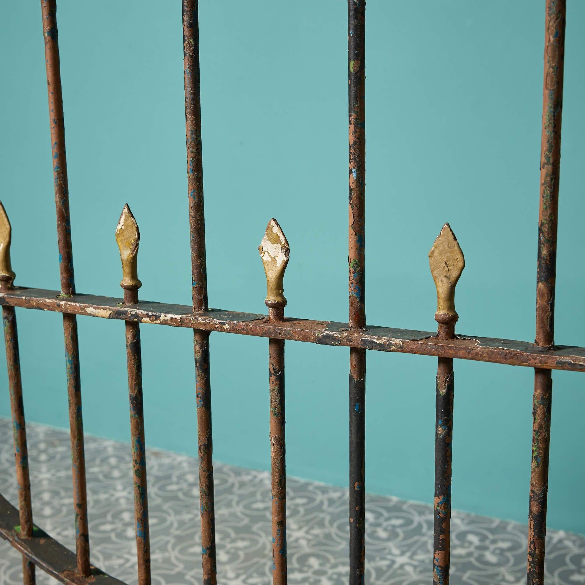 Hand-Crafted Georgian Wrought Iron Gate with Gold Arrowhead Finials For Sale