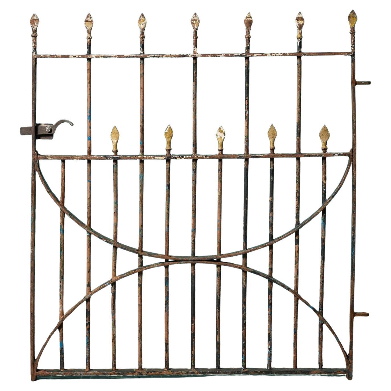 Georgian Wrought Iron Gate with Gold Arrowhead Finials For Sale