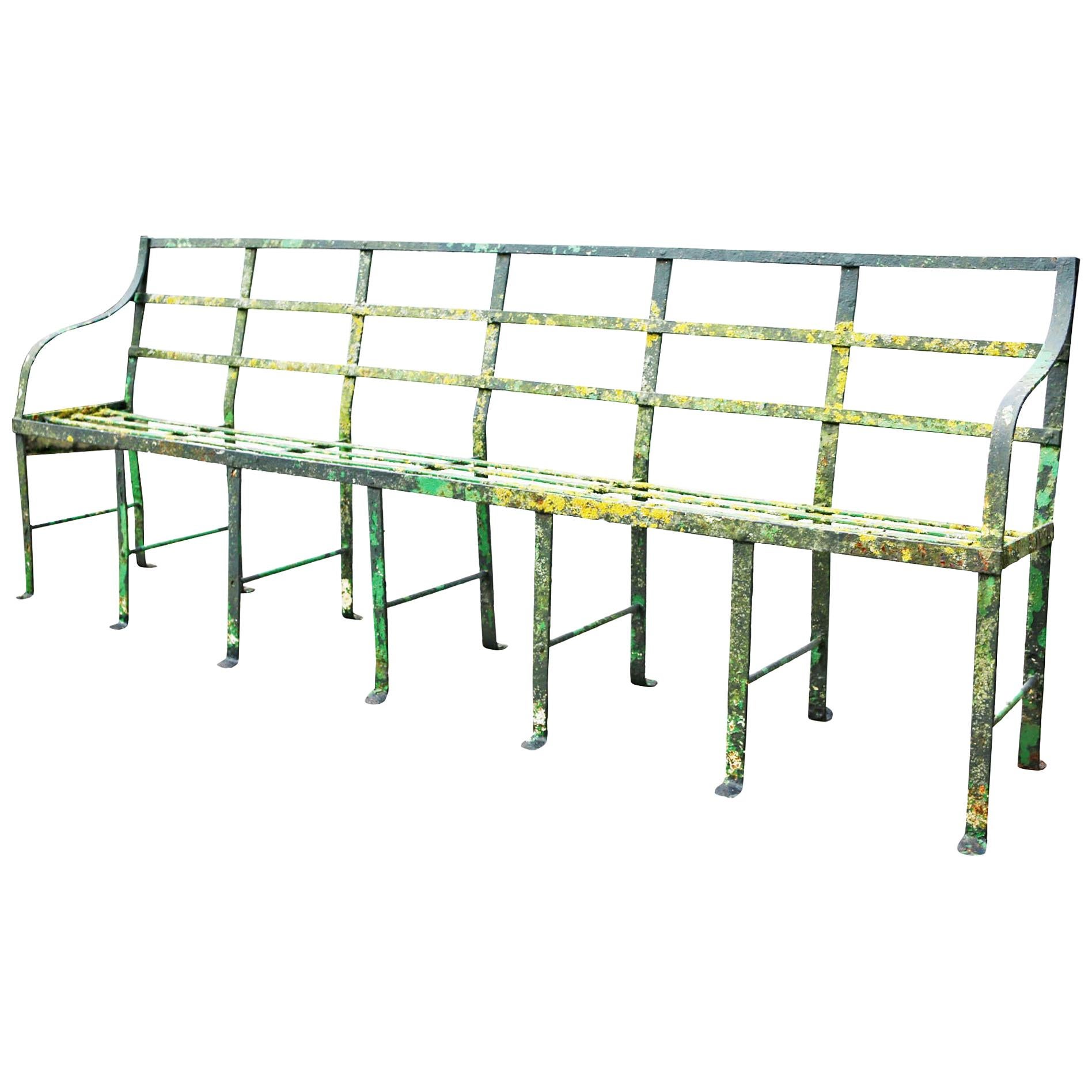 Georgian Wrought Iron Strap Work Garden Bench