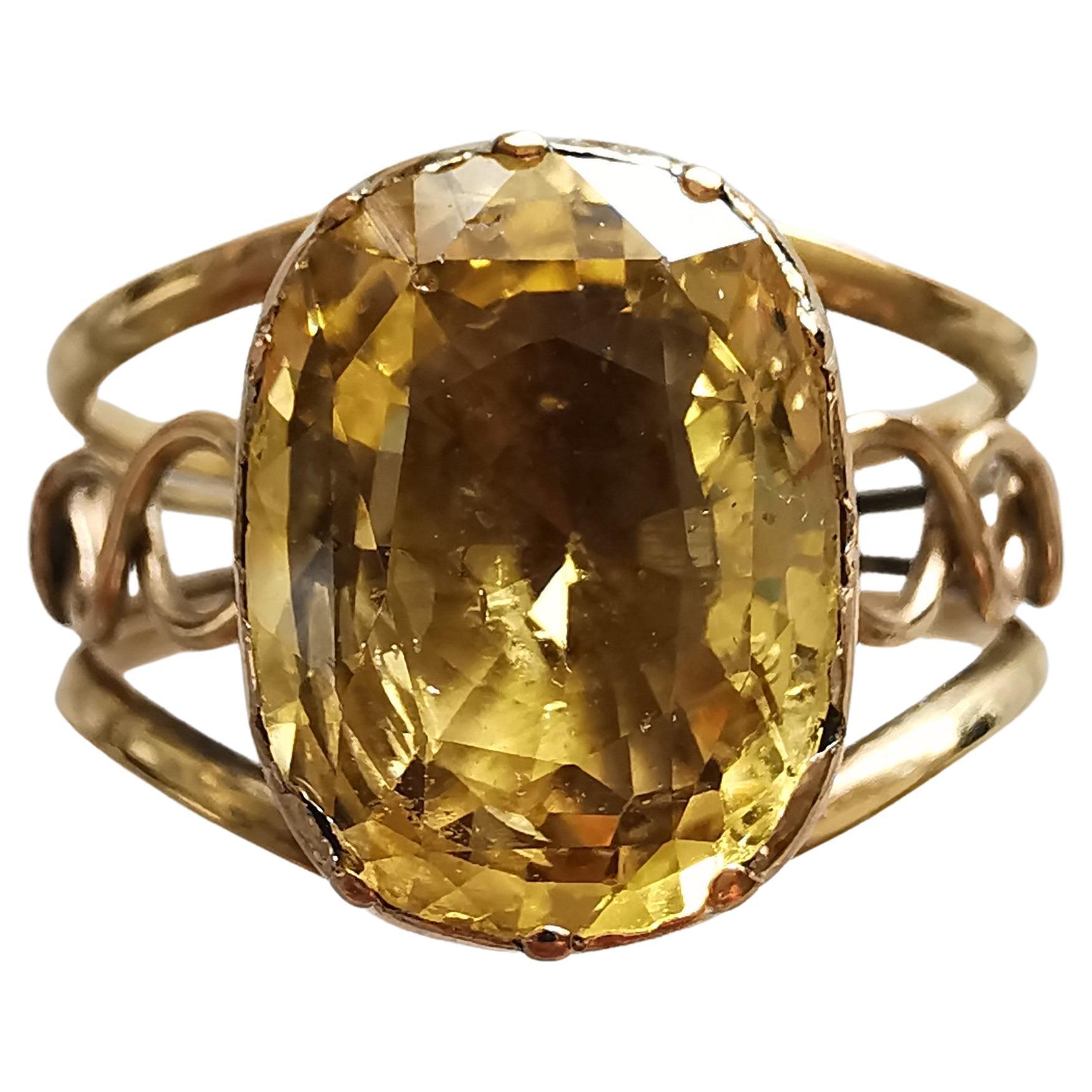 Georgian Yellow Sapphire Ring For Sale