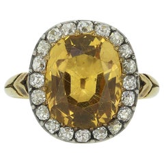 Antique Georgian Yellow Topaz and Diamond Cluster Ring