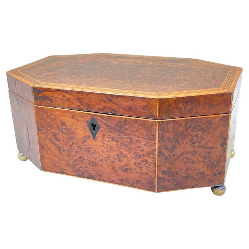 English Georgian Penwork Octagonal Box with Classical Scenes and Motifs ...