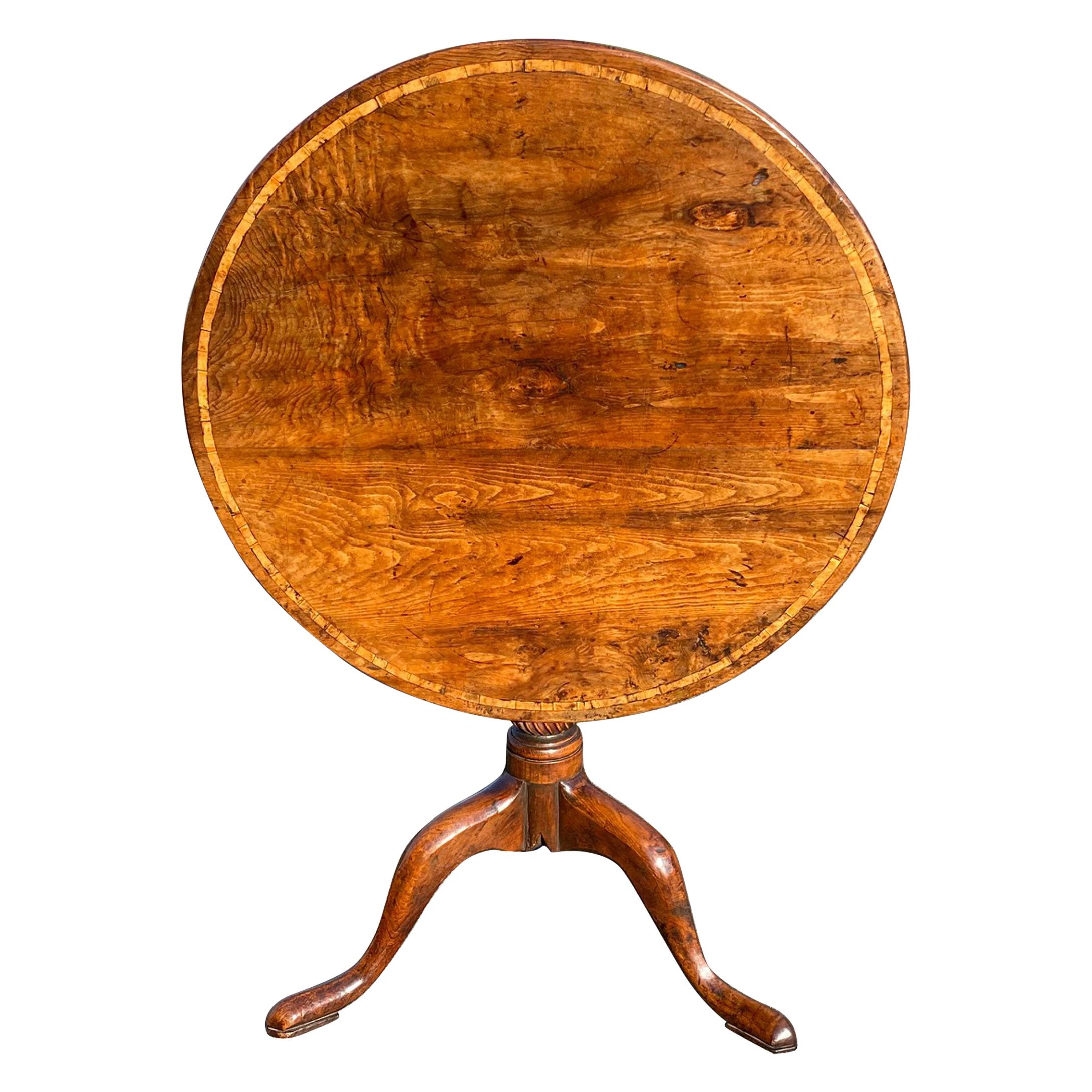 Georgian Yew Wood Circular Tripod Table For Sale