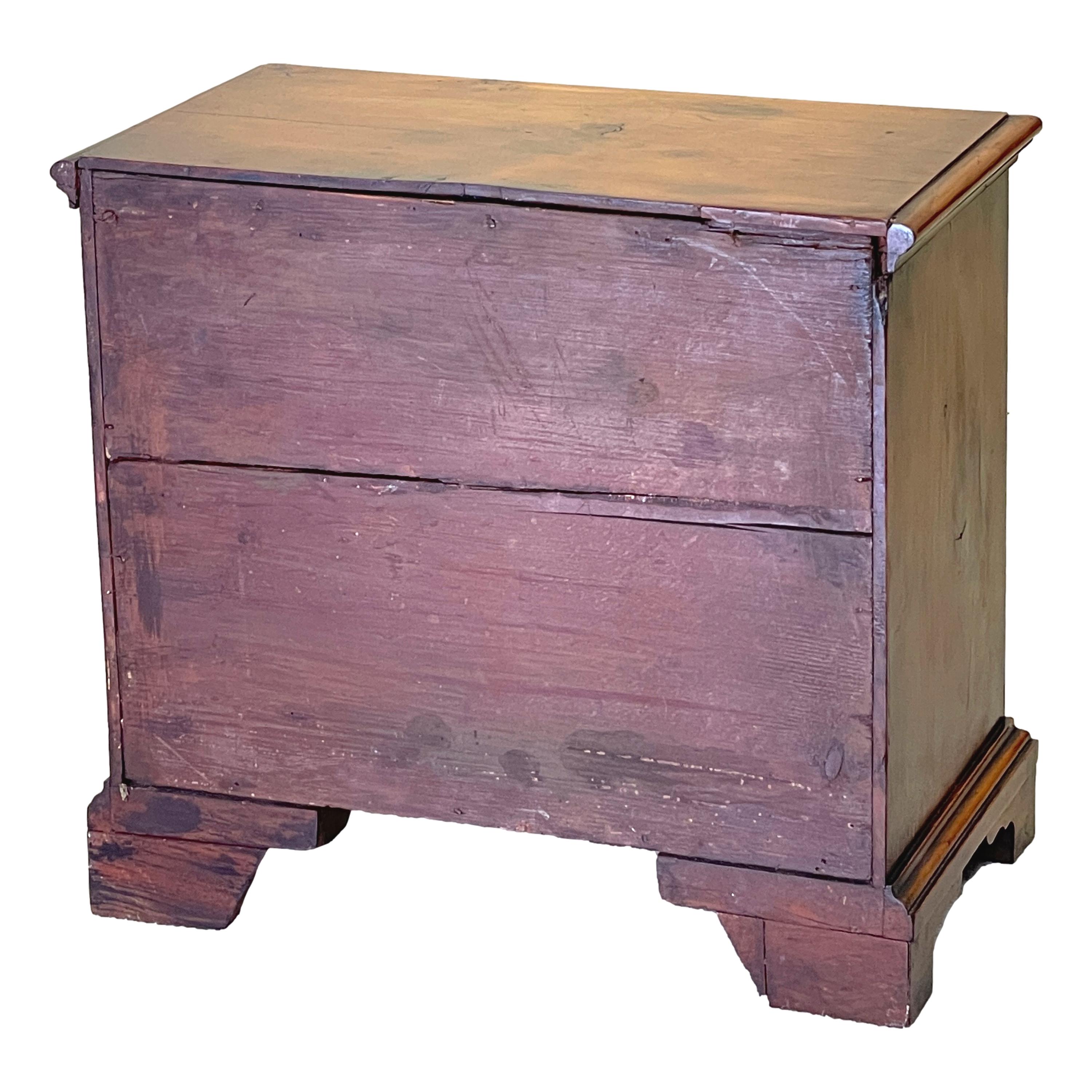 18th Century Georgian Yew Wood Miniature Chest of Drawers For Sale