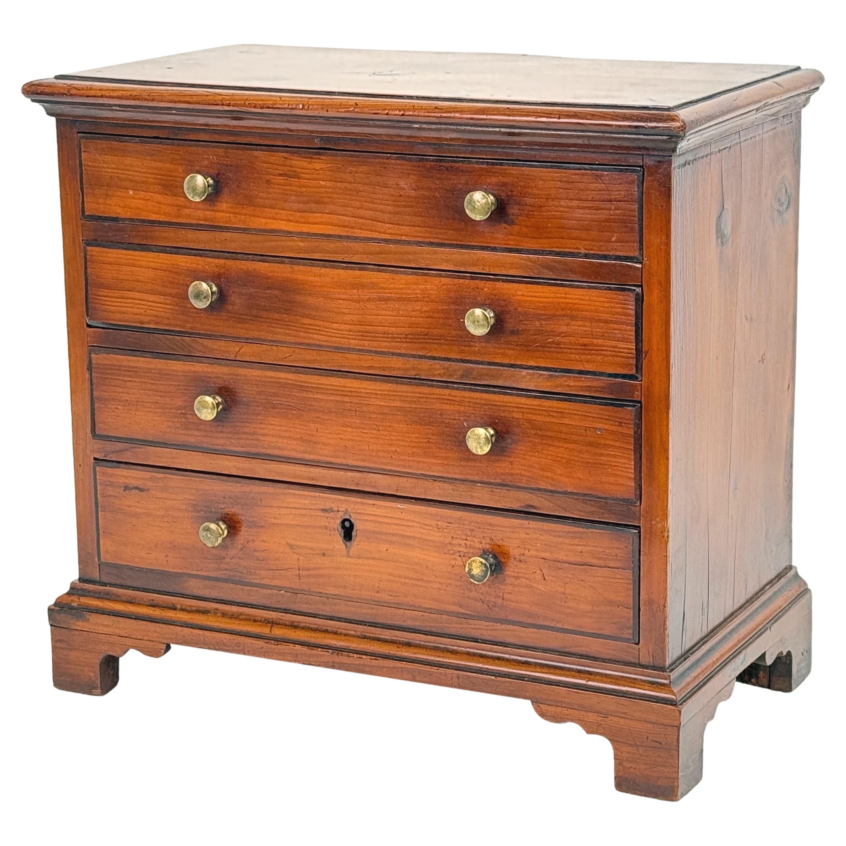 Georgian Yew Wood Miniature Chest Of Drawers