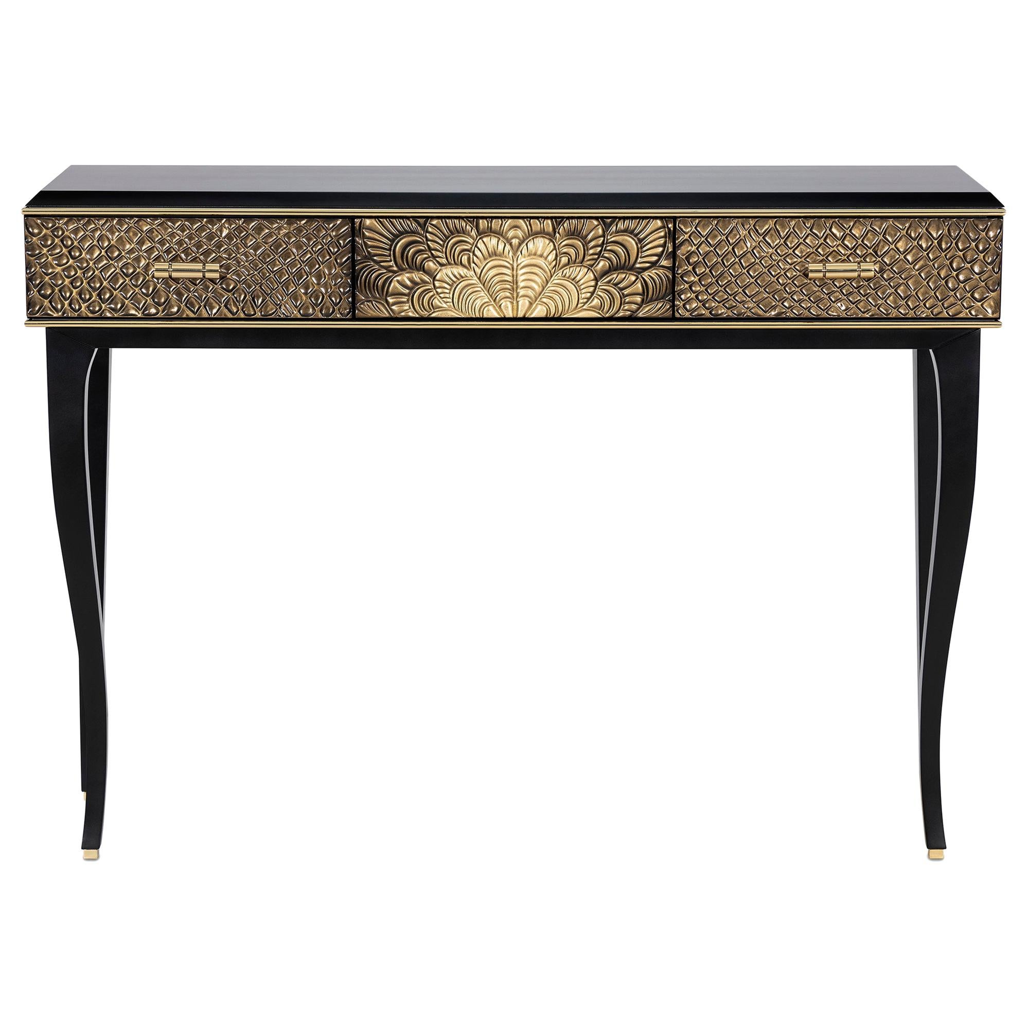 Georgiana Console with Gold-Plated Brass For Sale