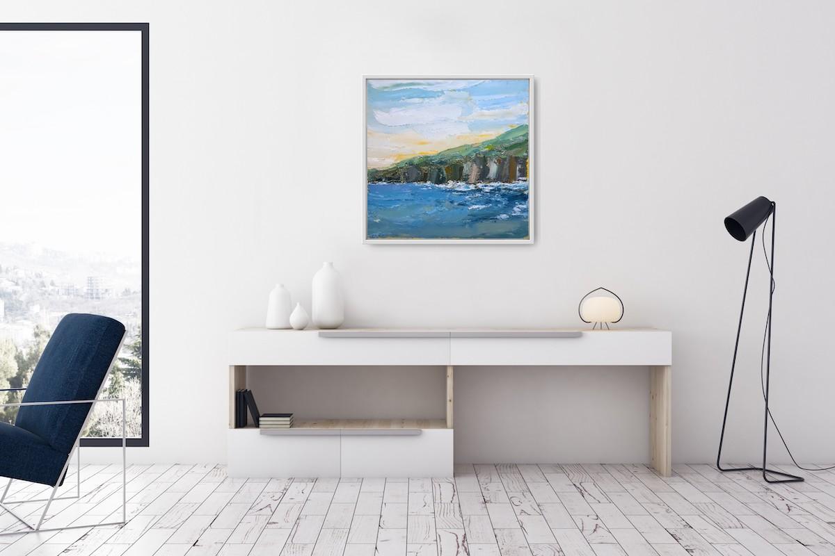 Across the Bay - Cornwall by Georgie Dowling, Contemporary seascape painting For Sale 1