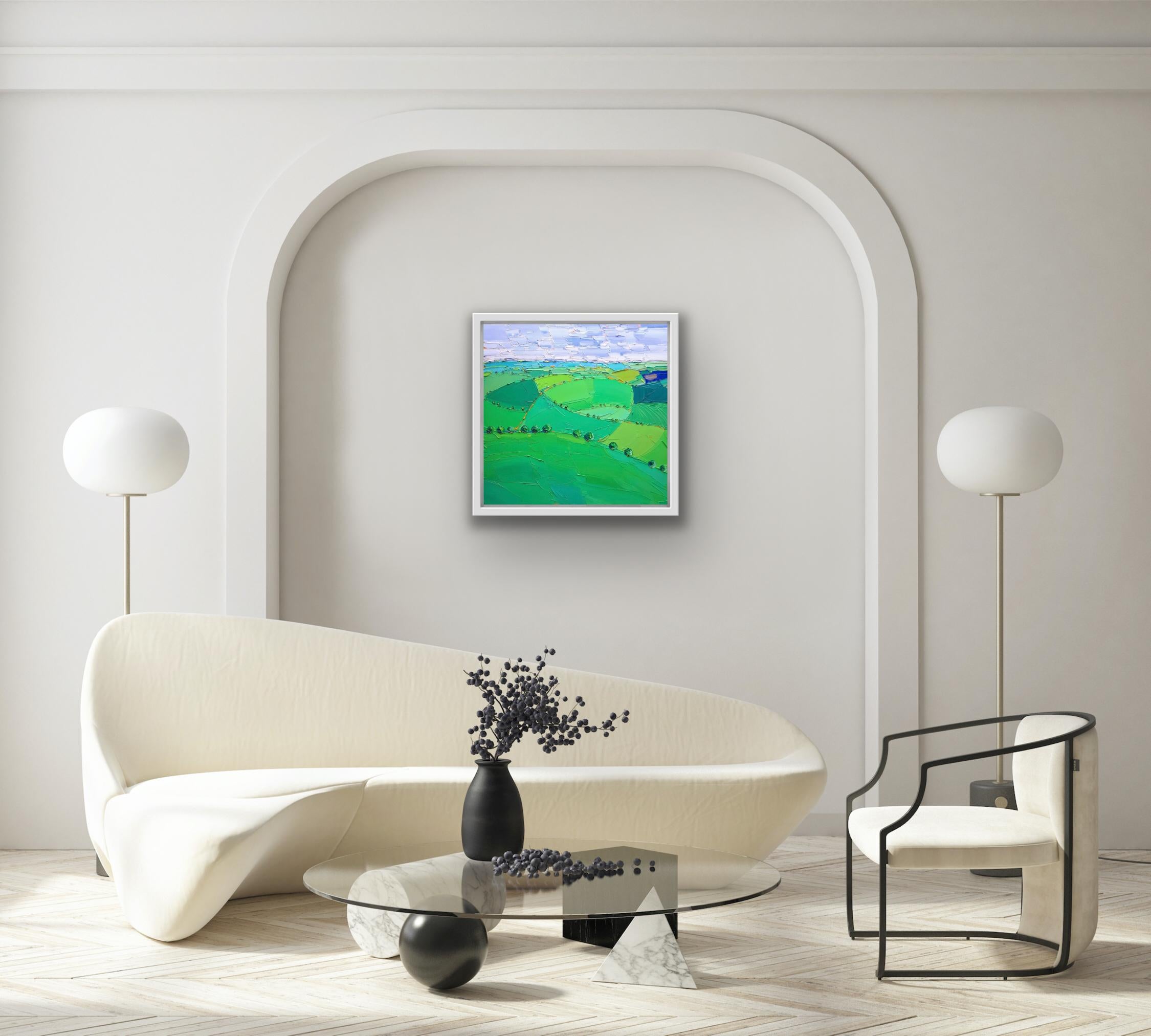 Cotswold Fields II, Original painting, Contemporary artist, Cotswold art, 2022 For Sale 6