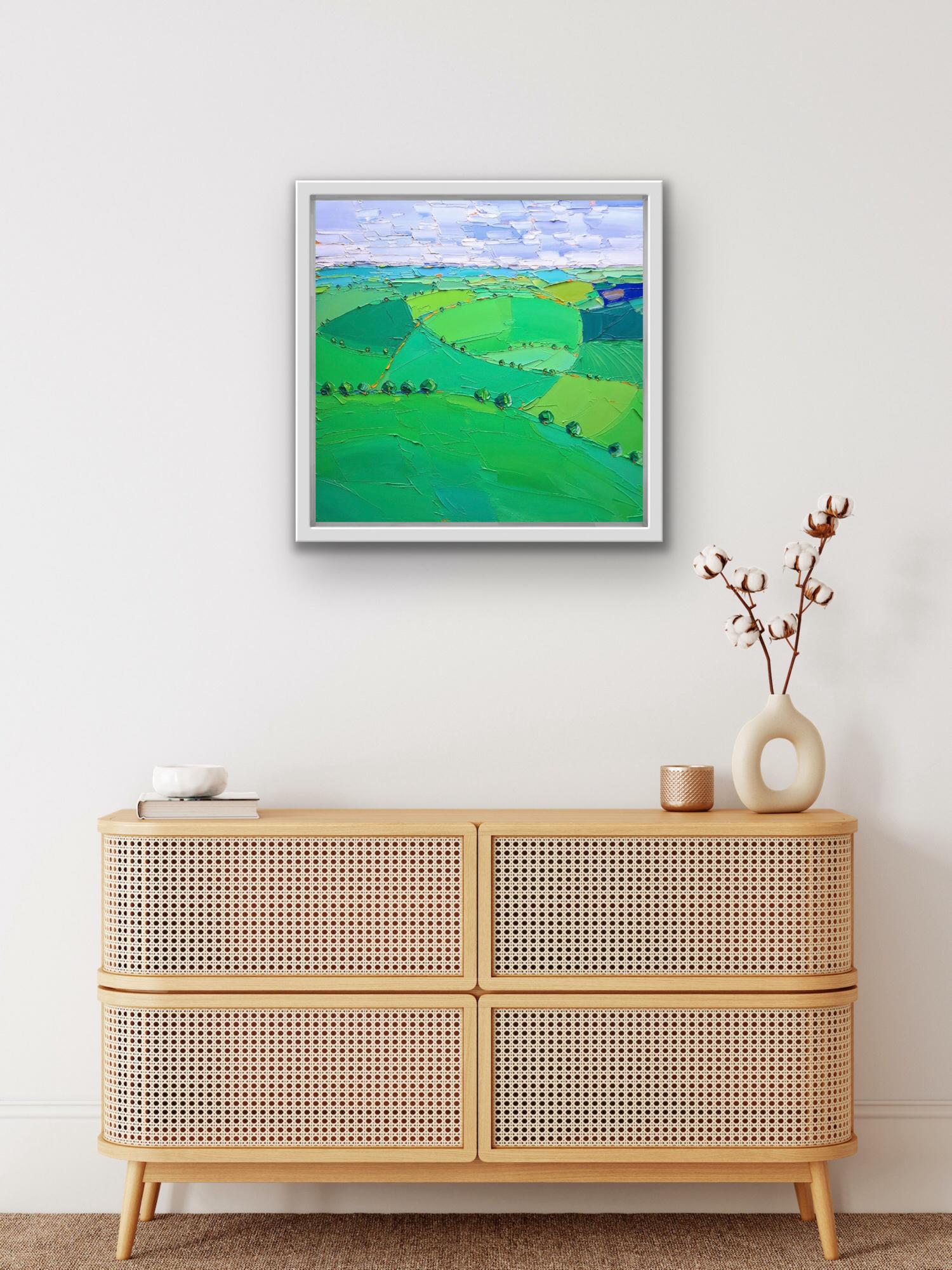 Cotswold Fields II, Original painting, Contemporary artist, Cotswold art, 2022 For Sale 4