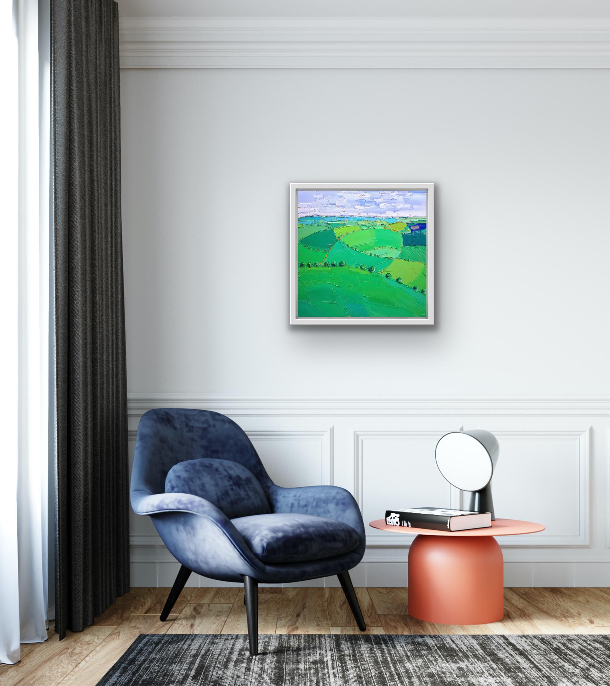 Cotswold Fields II, Original painting, Contemporary artist, Cotswold art, 2022 For Sale 5