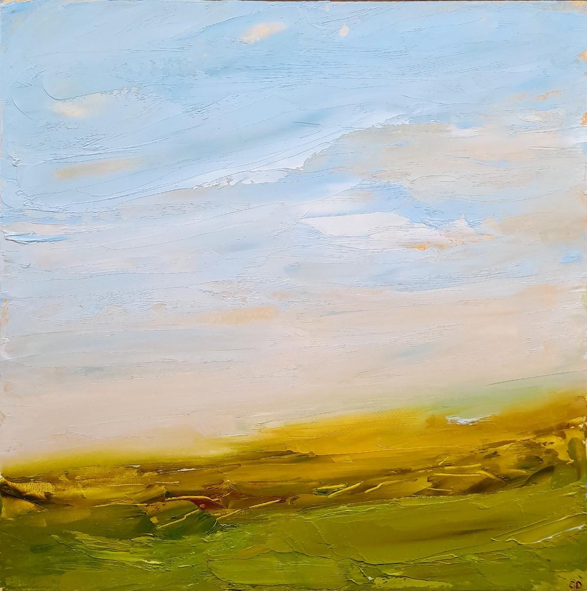 Georgie Dowling  Figurative Painting - Early Morning Dartmoor by Georgie Dowling, Contemporary landscape painting 