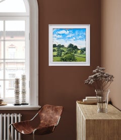 Fields near Leckhampton, Original painting, Contemporary artist