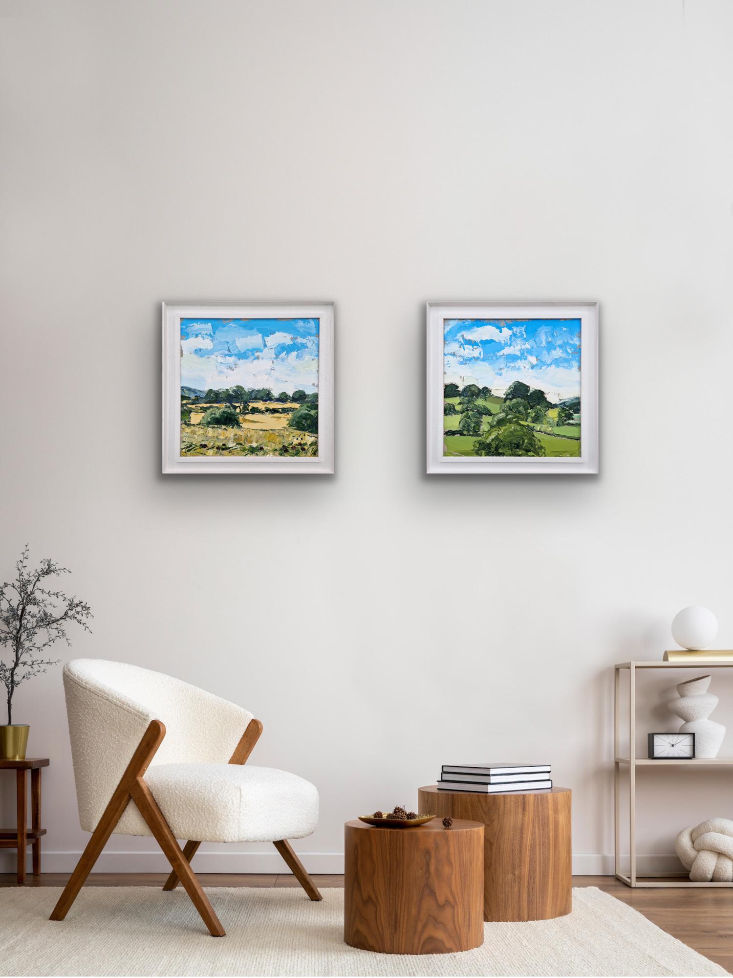 Ernte und Felder bei Leckhampton, Diptychon, Originalgemälde