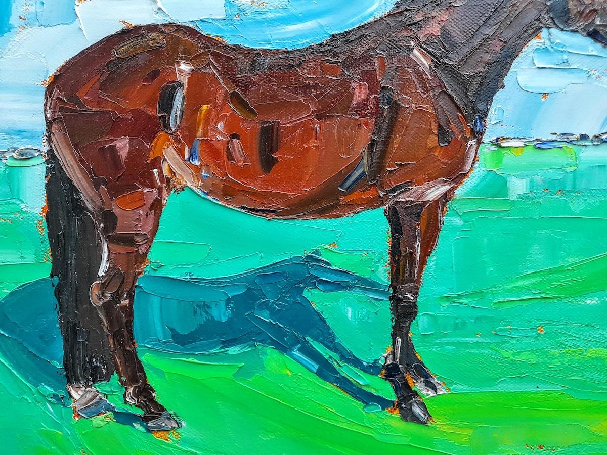 ‘Hunter’ (Bay Horse), Georgie Dowling, Original painting, equestrian painting - Contemporary Painting by Georgie Dowling 