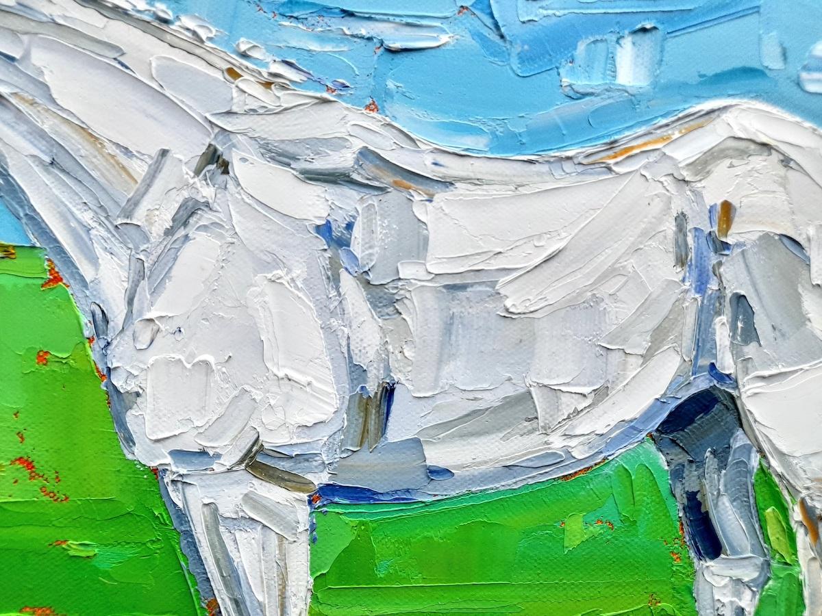 Last Resort (White Horse), Georgie Dowling, Original painting, Equestrian art For Sale 1