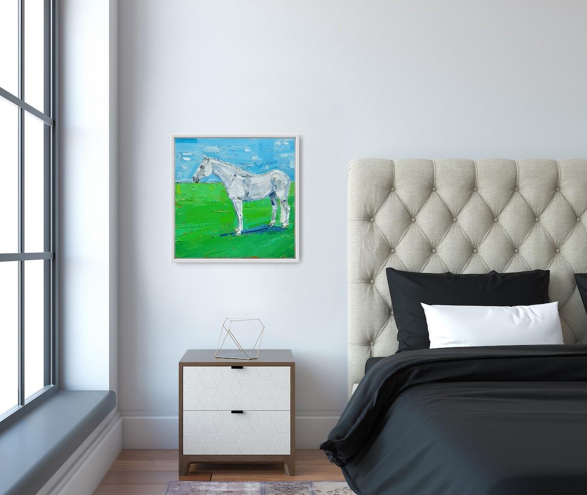 Last Resort (White Horse), Georgie Dowling, Original painting, Equestrian art For Sale 3