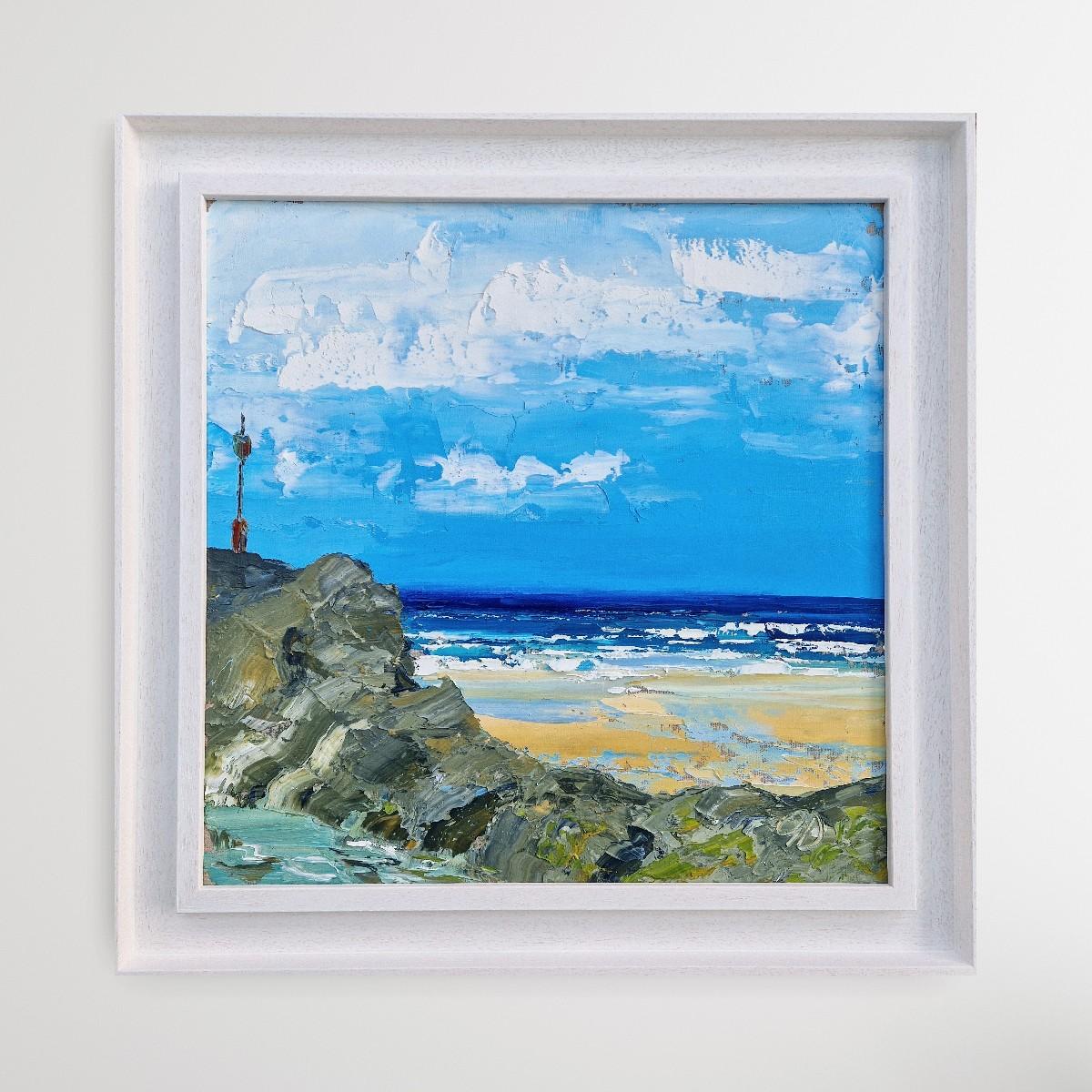 Tommy's Pit, Bude Breakwater, Originalgemälde, Zeitgenössischer Künstler (Grau), Abstract Painting, von Georgie Dowling 