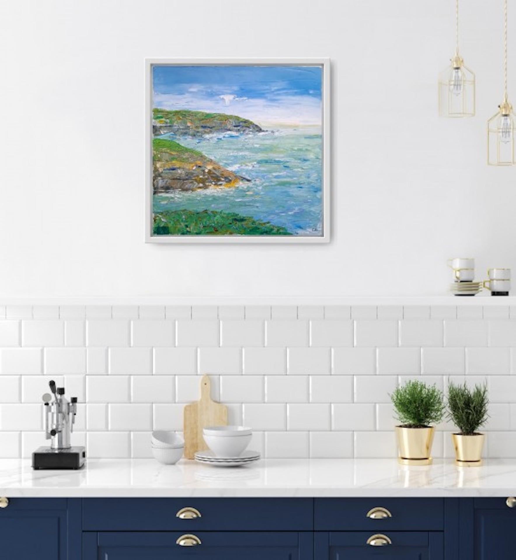 Vista sul sentiero costiero di Pedn Vounder, Georgie Dowling, Pittura a olio originale in vendita 6