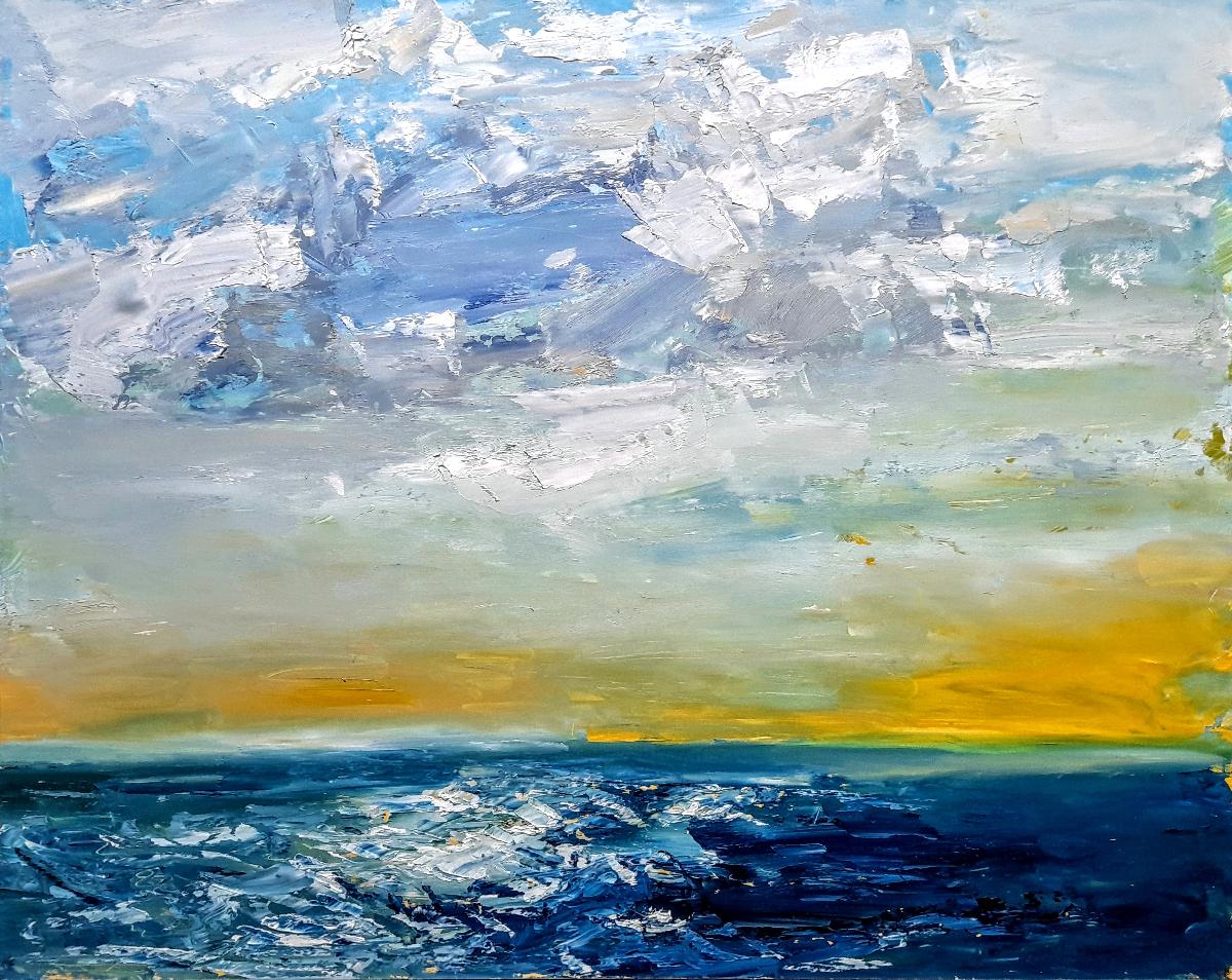 Incandescent Ripples II by Georgie Dowling, Landscape and Coastal art, Impasto 