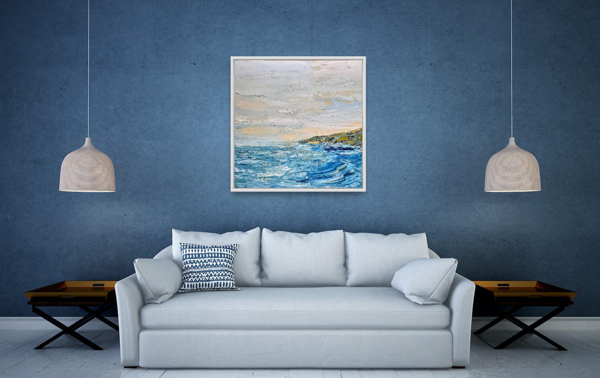 At home in the headlands, Cornwall, Original painting, Contemporary, Seascape - Painting by Georgie Dowling