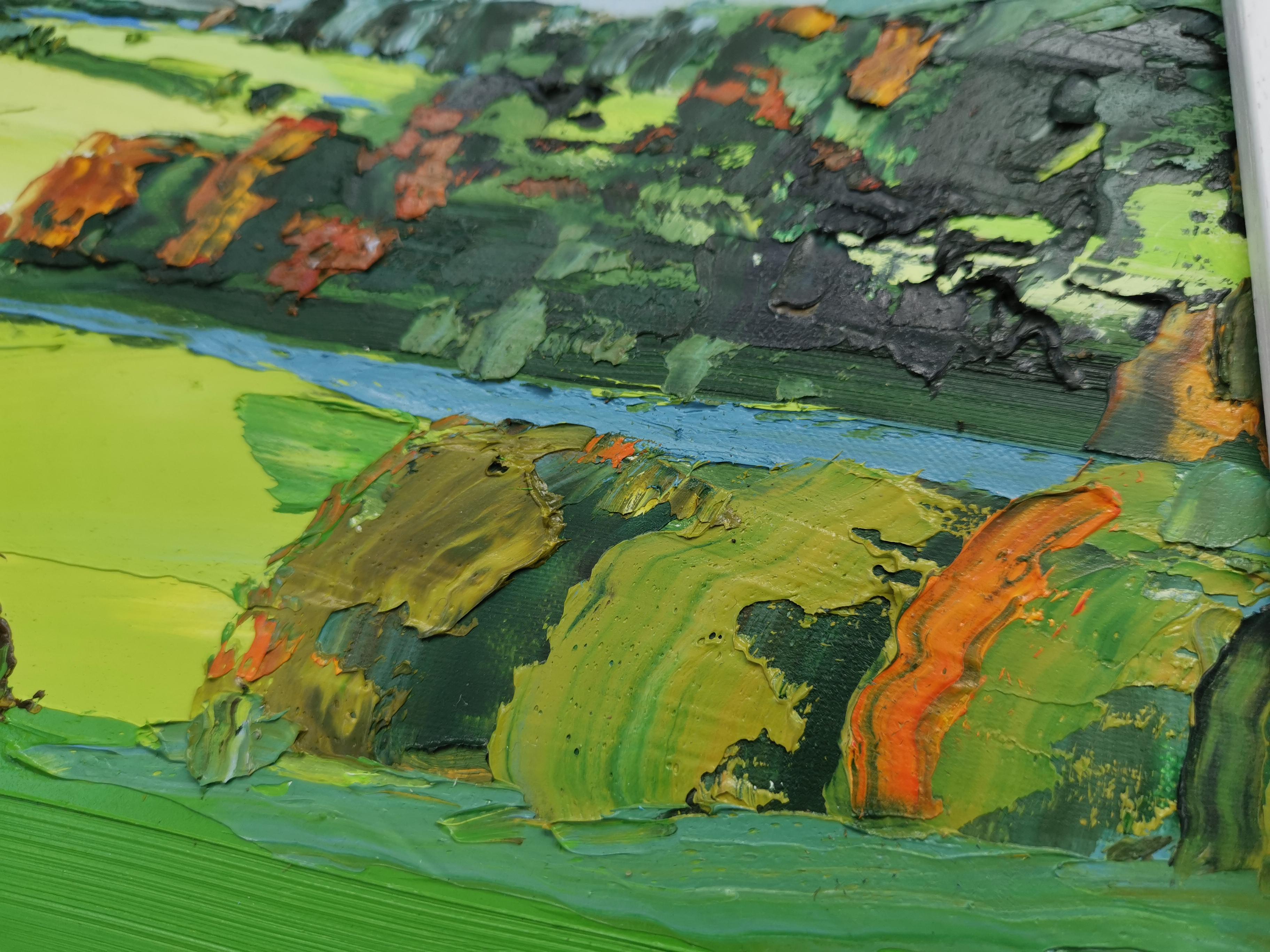 Autunno nelle Cotswolds, Pittura di paesaggio originale, Olio su tavola 6