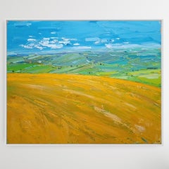 Barley Field View, Georgie Dowling, Original Landscape Painting, Cotswold Art