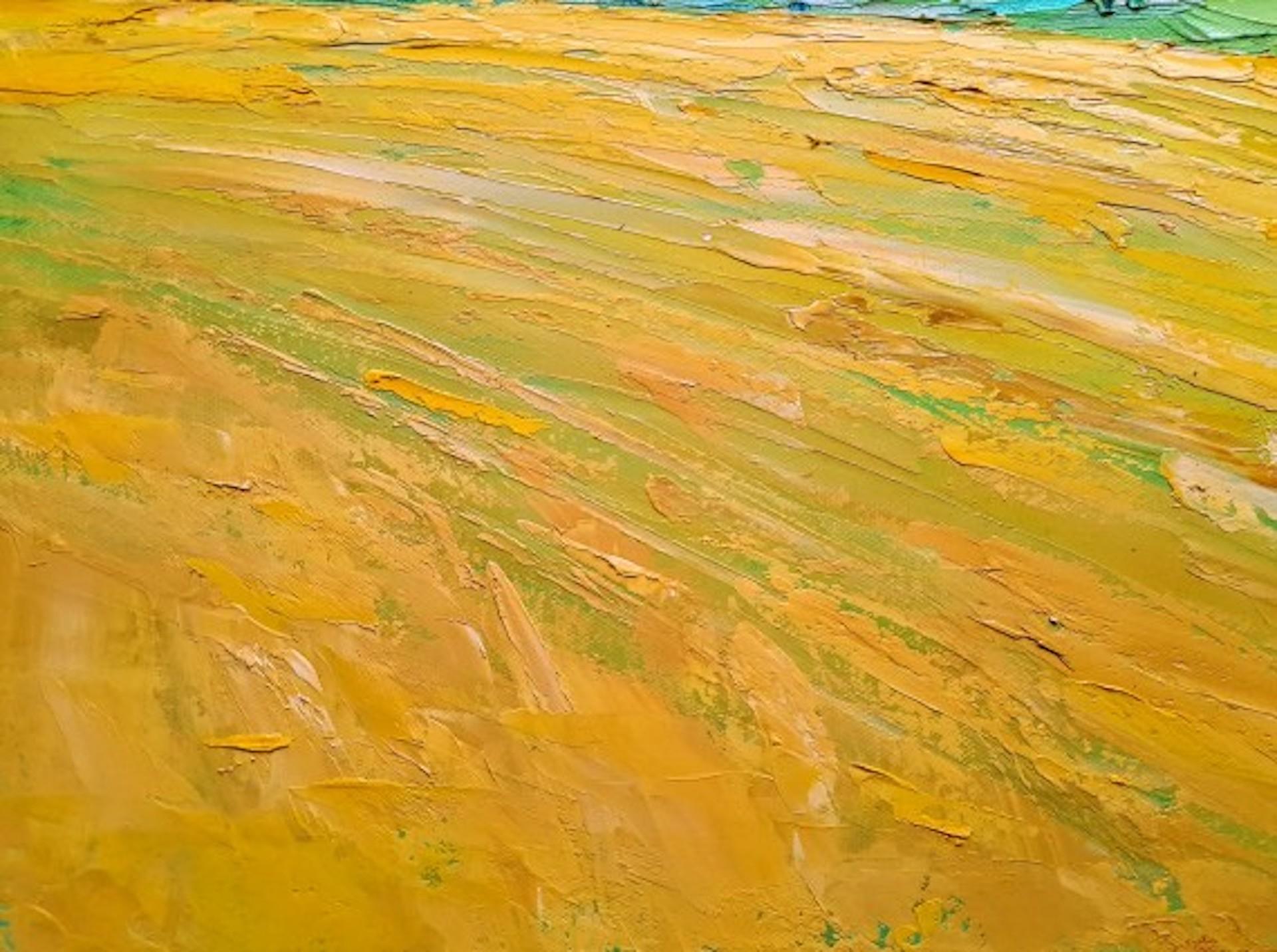Veduta del campo d'orzo, Georgie Dowling, Pittura originale di paesaggio, Cotswold Art in vendita 5