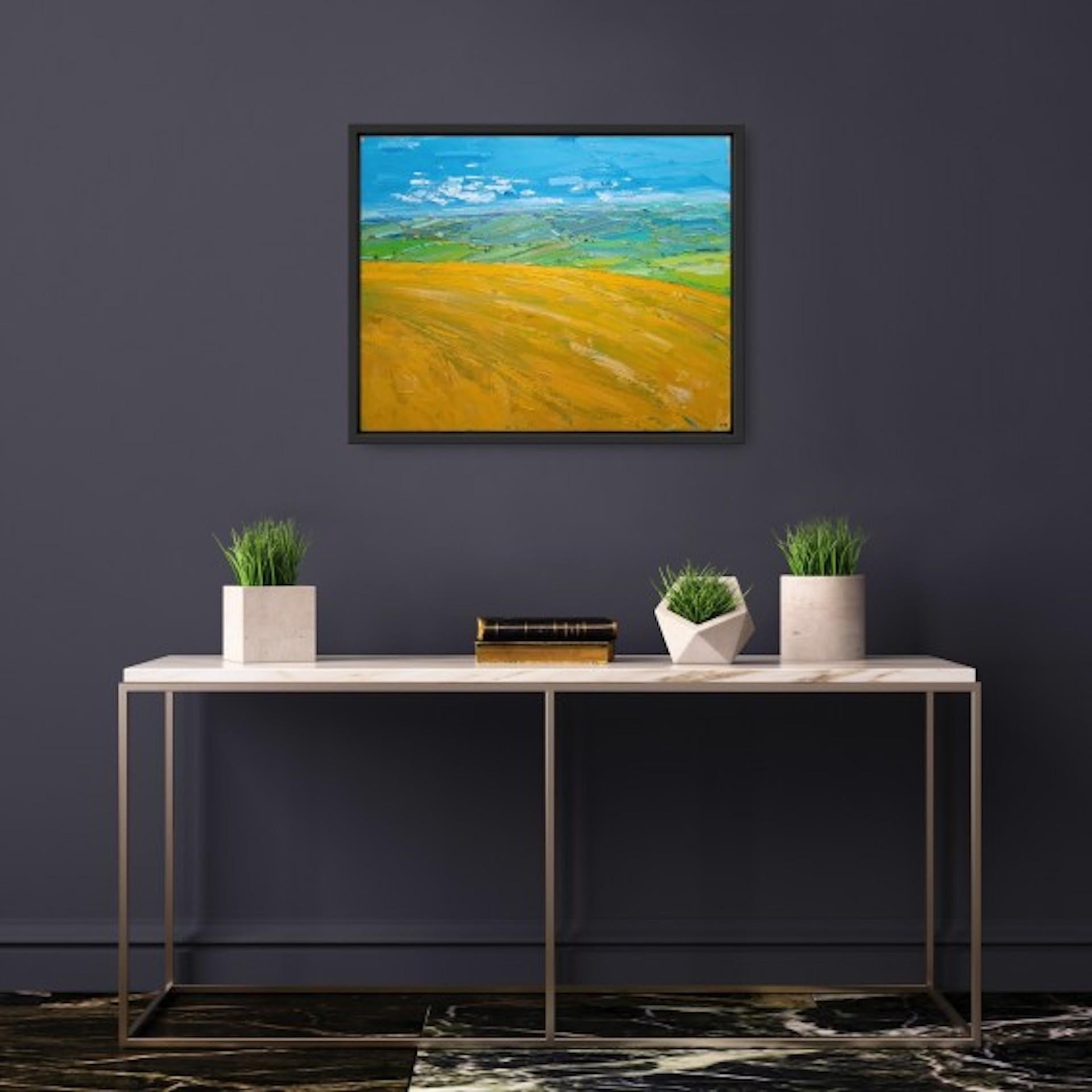 Barley Field View, Georgie Dowling, Original Landscape Painting, Cotswold Art For Sale 4