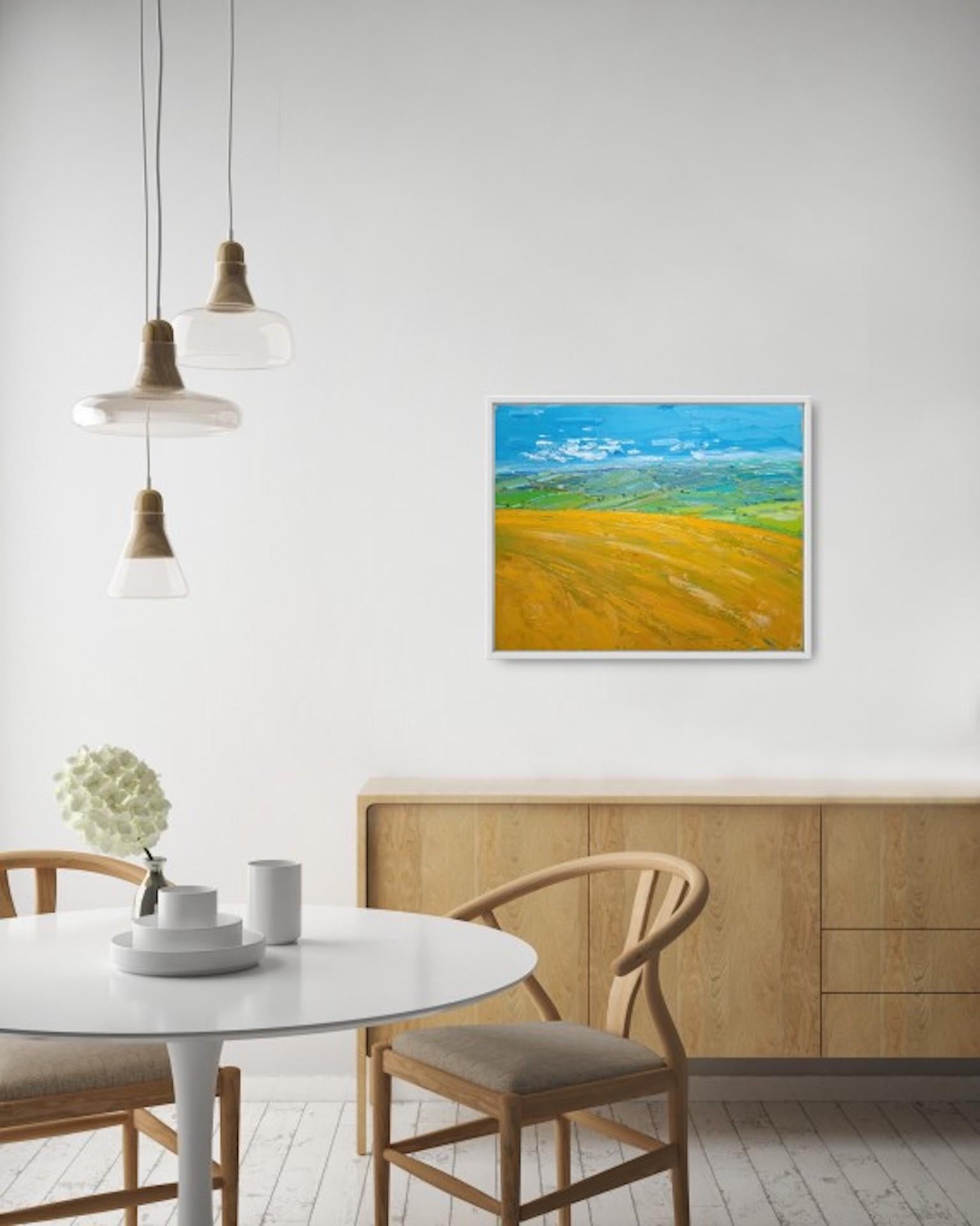 Barley Field View, Georgie Dowling, Original Landscape Painting, Cotswold Art For Sale 5