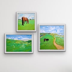 Farmland Triptych – Pedn Vounder Ponies II, Sheep making their way, Cleeve hill 