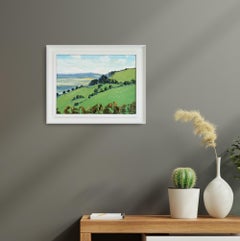 February afternoon, Cleeve hill, Original Landscape Painting, Oil on Board