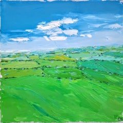 Fields near Foxcote, Original Cotswold Landscape Painting Textured Landscape Art