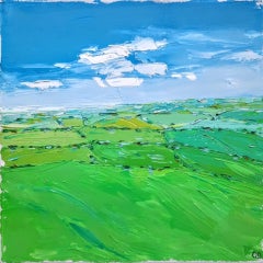 Campi vicino a Foxcote, dipinto originale del paesaggio di Cotswold, arte paesaggistica strutturata