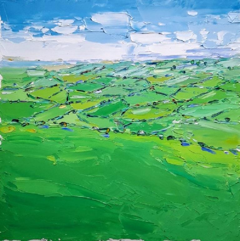 Georgie Dowling, Patchwork Field Views, Oil landscape painting