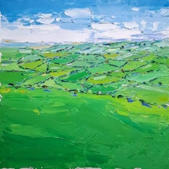 Georgie Dowling, Patchwork Field Views, Oil landscape painting
