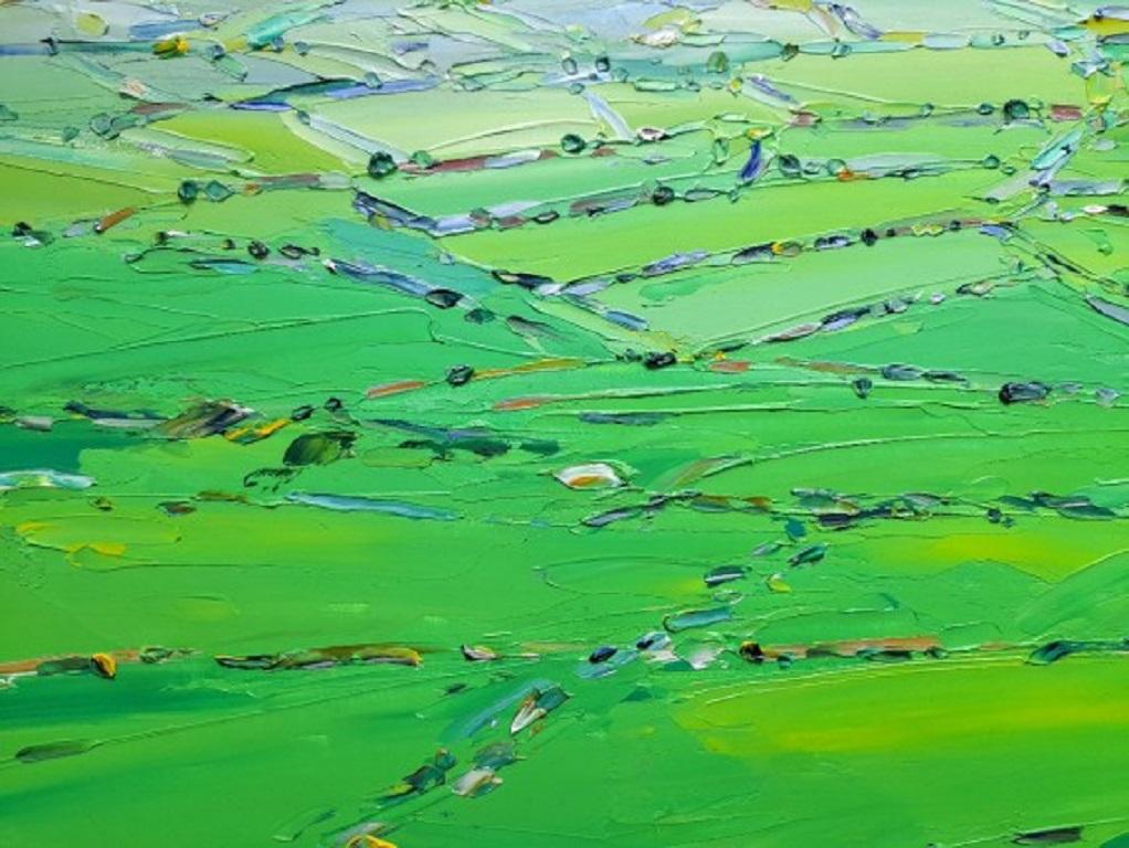 Georgie Dowling, Patchwork Fields in the Summer, Original landscape painting For Sale 1