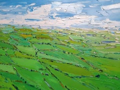 Georgie Dowling, Patchwork Fields in the Summer, Original-Landschaftsgemälde