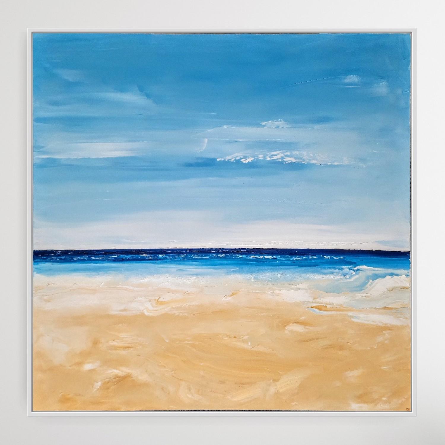Georgie Dowling, Serenidad en la playa de Summerleaze, Pintura original del mar en venta 2