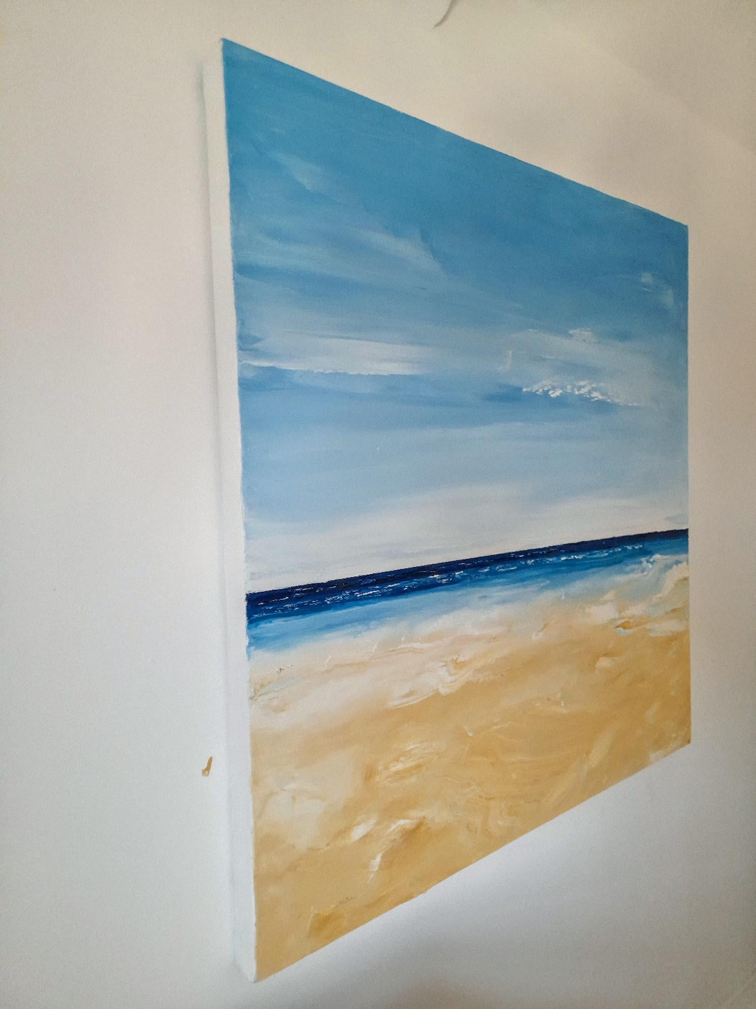 Georgie Dowling, Serenidad en la playa de Summerleaze, Pintura original del mar en venta 3