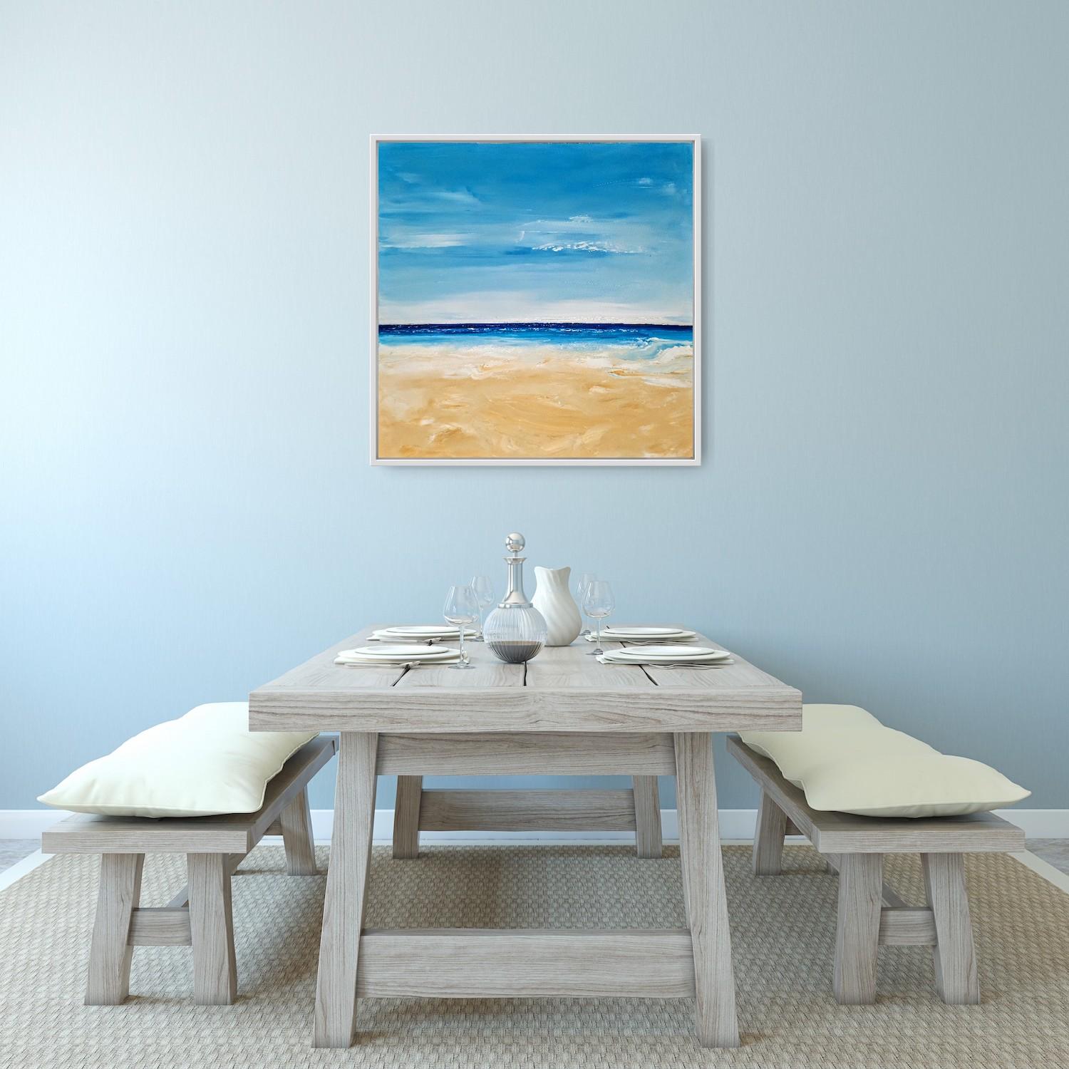Georgie Dowling, Serenidad en la playa de Summerleaze, Pintura original del mar en venta 7