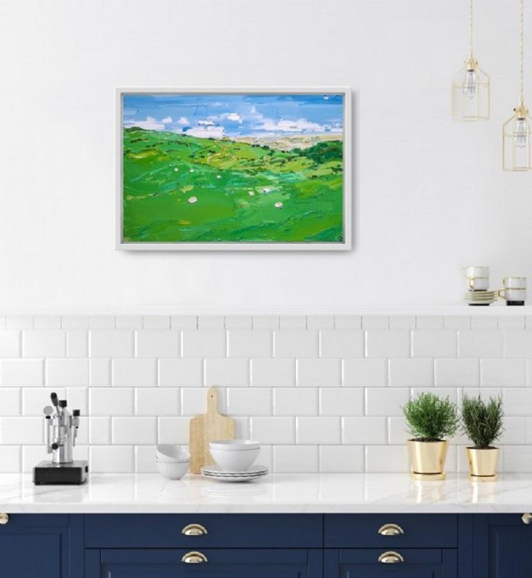 Georgie Dowling, Les moutons fabriquant leur chemin, peinture abstraite originale. en vente 1