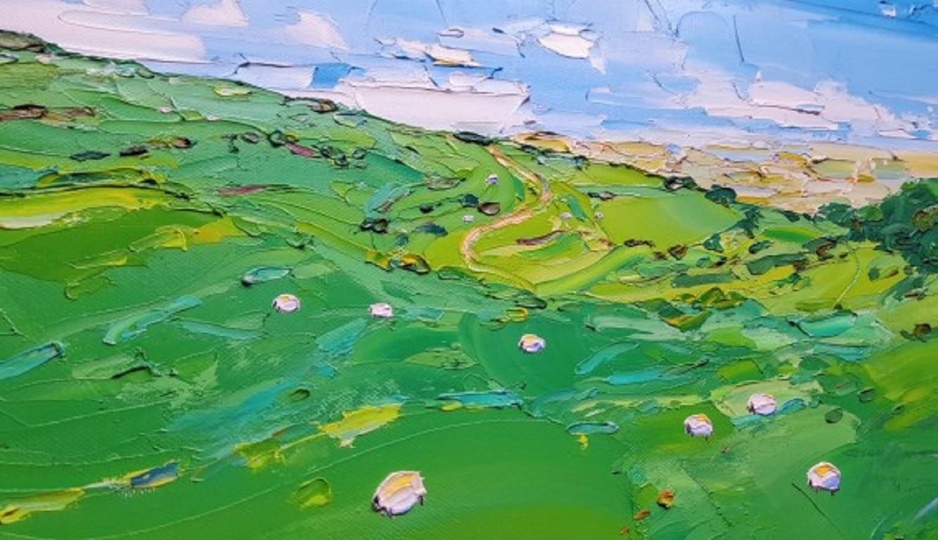 Georgie Dowling, Schafe machen ihren Weg, Original abstraktes Gemälde. im Angebot 3