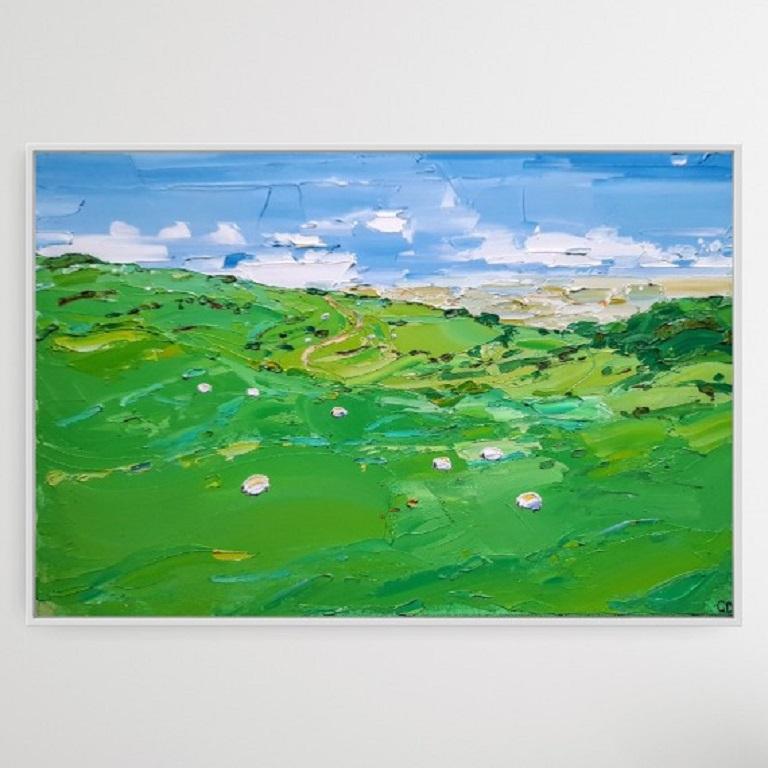 Georgie Dowling, Sheep Making Their Way, Original abstract painting. For Sale 3