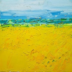 Georgie Dowling, Gelbes Feld II, Abstrakte Landschaftsmalerei 