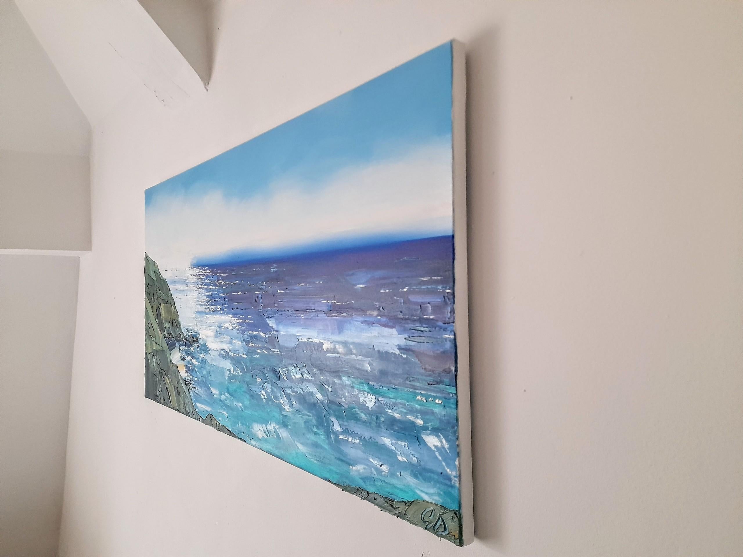 Luminous Seas, Original Seascape Painting, Coastal Art of Cornwall, Blue Art 2