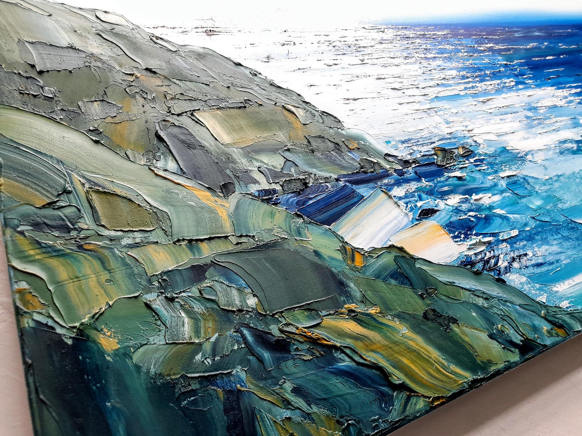 Luminous Seas, Original Seascape Painting, Coastal Art of Cornwall, Blue Art 5